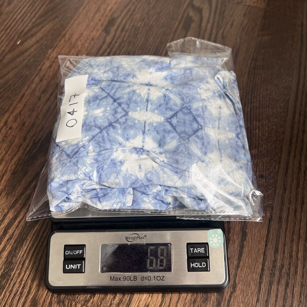 Beach Lunch Lounge Blue Tie Dye Boho Peasant Blouse XL Flowy Babydoll Top NWT - Picture 9 of 9